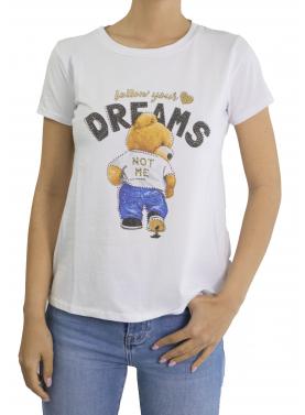 t shirt con orsacchiotto "follow your dreams" 